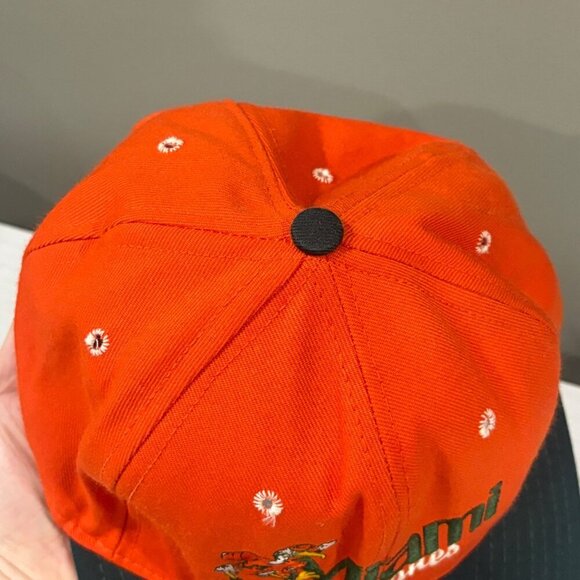 Vintage Miami Hurricanes Snapback Hat Orange & Black Embroidered Logo 90s - Picture 7 of 8